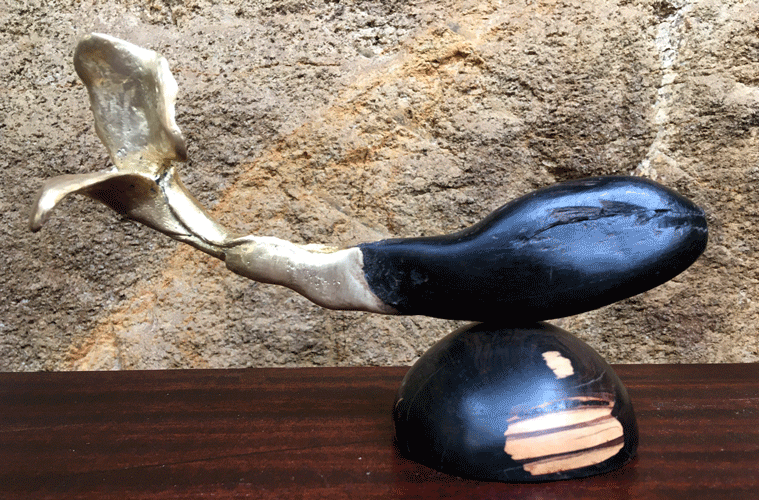 baleine bronze bois débène