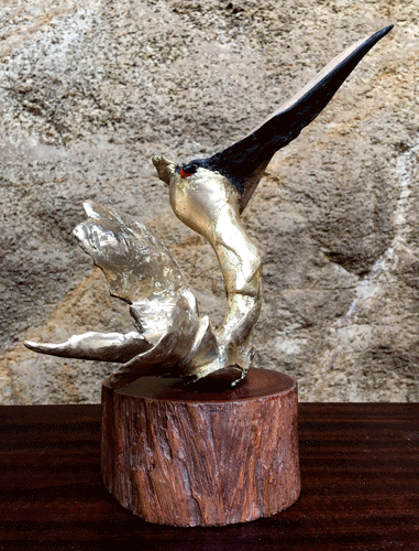oiseau bois bronze