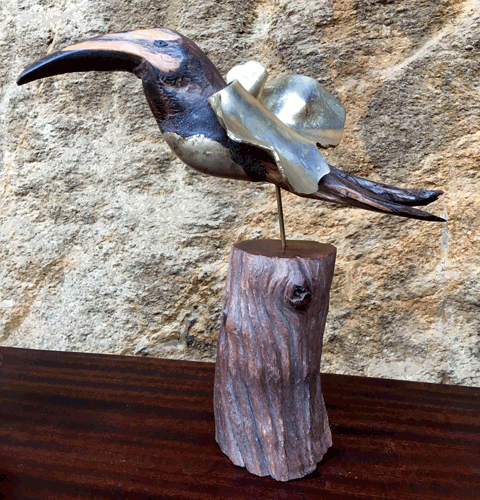 oiseau bois d'ébène bronze