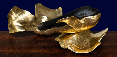 baleine et bronze et bois d'ébène