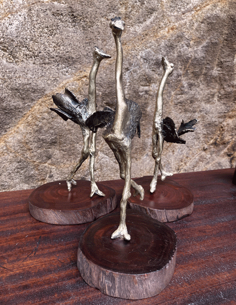 autruches en bronze