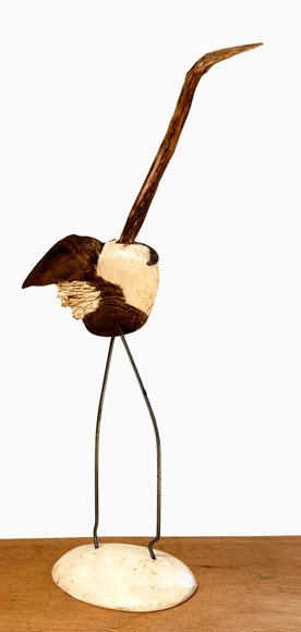 sculpture, oiseau platre bois métal